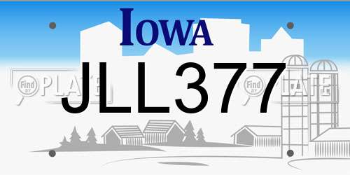 JLL377 Iowa License Plate