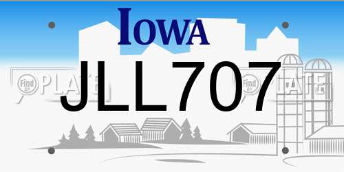 JLL707 Iowa License Plate