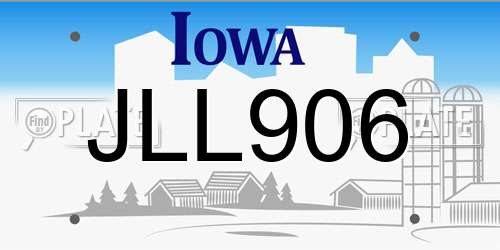 JLL906 Iowa License Plate