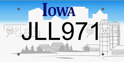 JLL971 Iowa License Plate