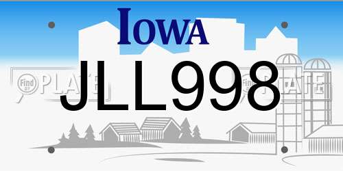JLL998 Iowa License Plate