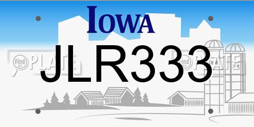 JLR333 Iowa License Plate