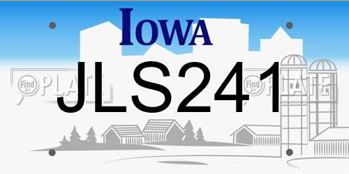 JLS241 Iowa License Plate