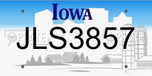 JLS3857 Iowa License Plate