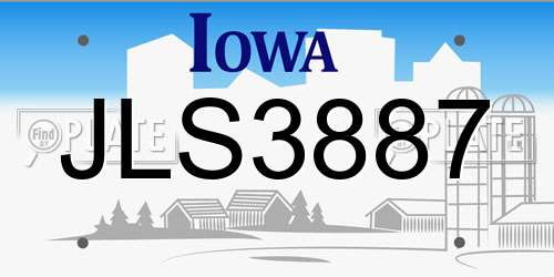 JLS3887 Iowa License Plate