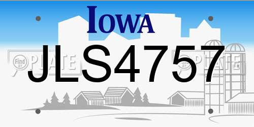 JLS4757 Iowa License Plate
