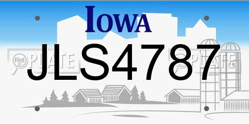 JLS4787 Iowa License Plate