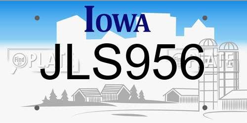 JLS956 Iowa License Plate