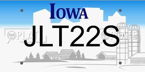 JLT22S Iowa License Plate