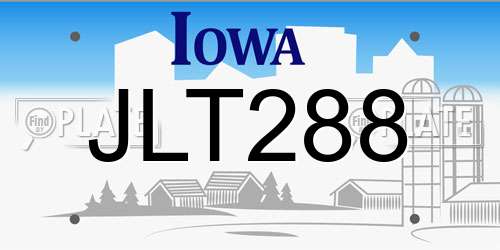 JLT288 Iowa License Plate
