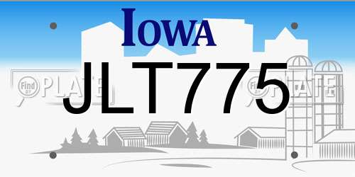 JLT775 Iowa License Plate