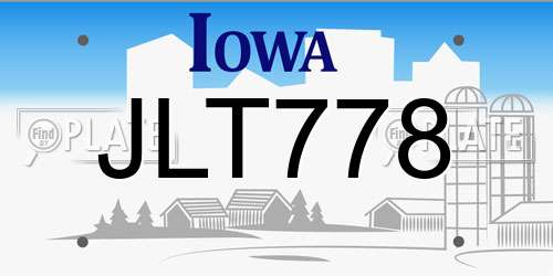 JLT778 Iowa License Plate