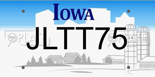 JLTT75 Iowa License Plate