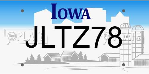 JLTZ78 Iowa License Plate