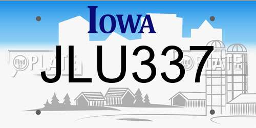 JLU337 Iowa License Plate