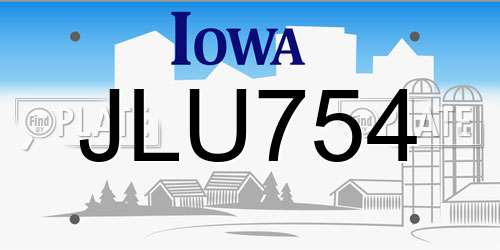 JLU754 Iowa License Plate