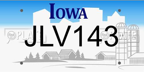 JLV143 Iowa License Plate