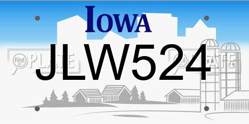 JLW524 Iowa License Plate