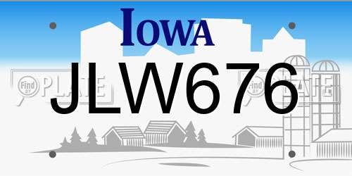 JLW676 Iowa License Plate