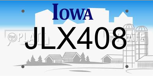 JLX408 Iowa License Plate