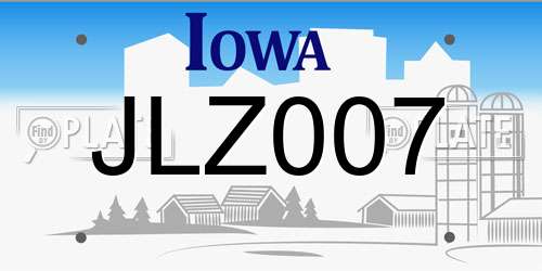 JLZ007 Iowa License Plate