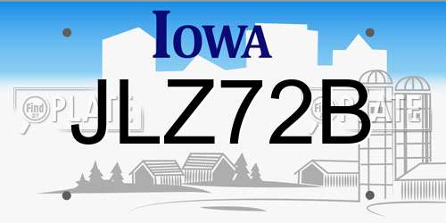 JLZ72B Iowa License Plate