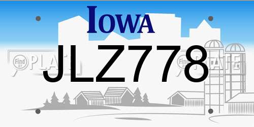 JLZ778 Iowa License Plate