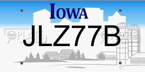 JLZ77B Iowa License Plate