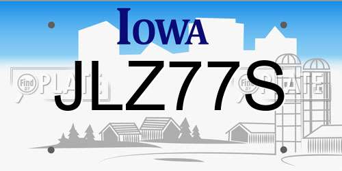 JLZ77S Iowa License Plate