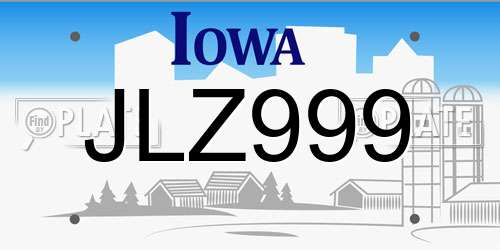 JLZ999 Iowa License Plate