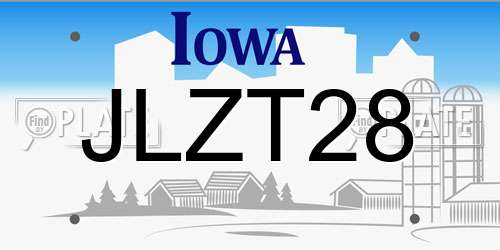JLZT28 Iowa License Plate