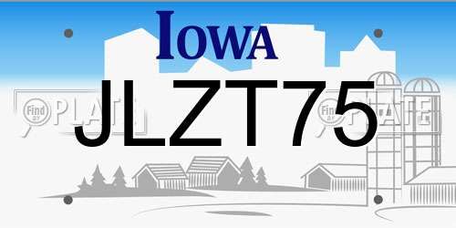 JLZT75 Iowa License Plate