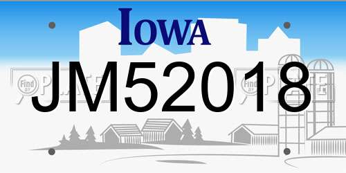 JM52018 Iowa License Plate