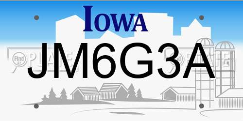 JM6G3A Iowa License Plate