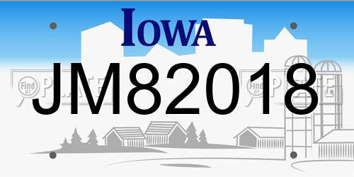 JM82018 Iowa License Plate