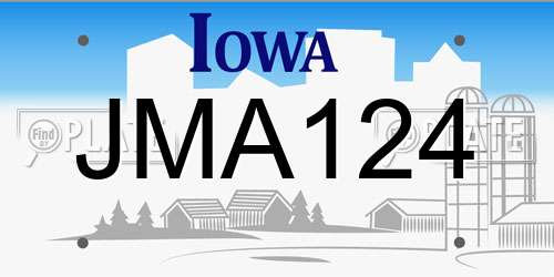 JMA124 Iowa License Plate