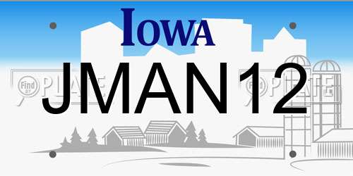 JMAN12 Iowa License Plate