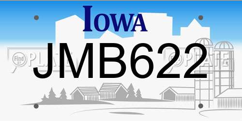 JMB622 Iowa License Plate