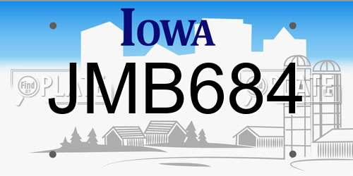JMB684 Iowa License Plate