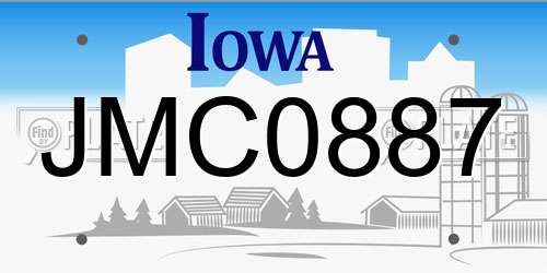 JMC0887 Iowa License Plate