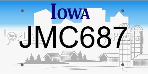 JMC687 Iowa License Plate