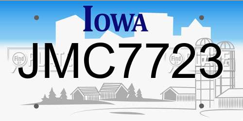 JMC7723 Iowa License Plate