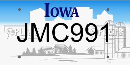 JMC991 Iowa License Plate