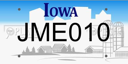 JME010 Iowa License Plate