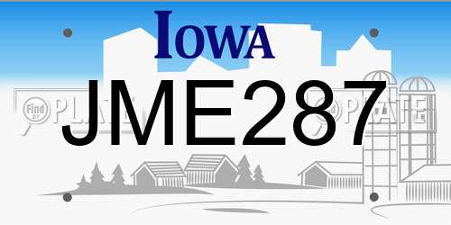 JME287 Iowa License Plate