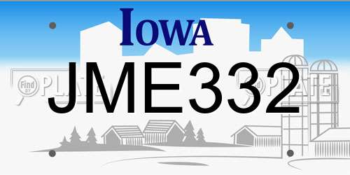 JME332 Iowa License Plate