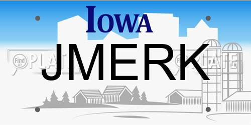JMERK Iowa License Plate