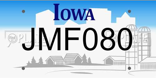 JMF080 Iowa License Plate