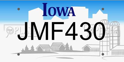 JMF430 Iowa License Plate