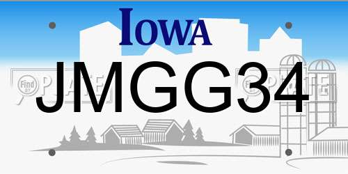 JMGG34 Iowa License Plate